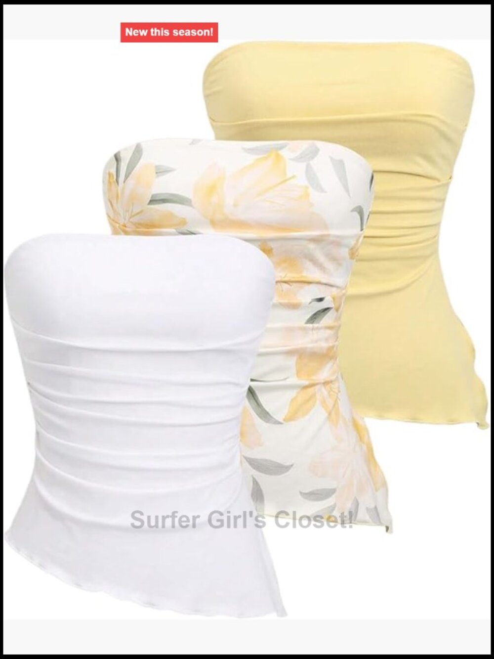 3 Pack Strapless Tube Tops Ruched Crop Asymmetrical Summer Tops